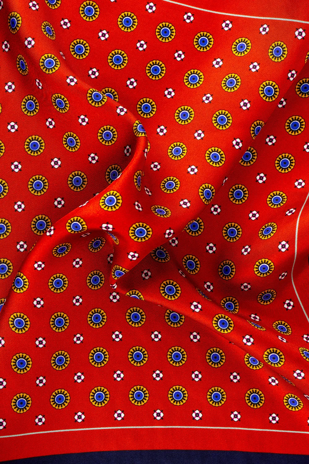 Red Geometric Pattern Silk Handkerchief