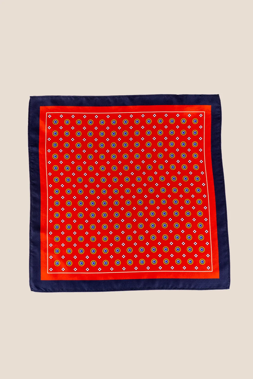 Red Geometric Pattern Silk Handkerchief