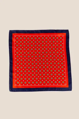 Red Geometric Pattern Silk Handkerchief