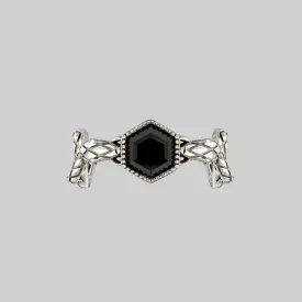 RELINQUISH. Snakes & Onyx Ring - Silver