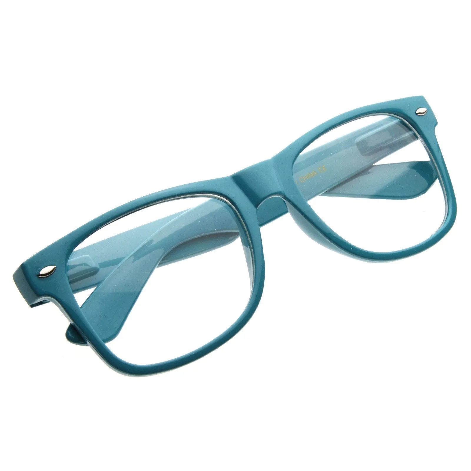 Retro Colorize Frame Clear Lens Horned Rim Glasses