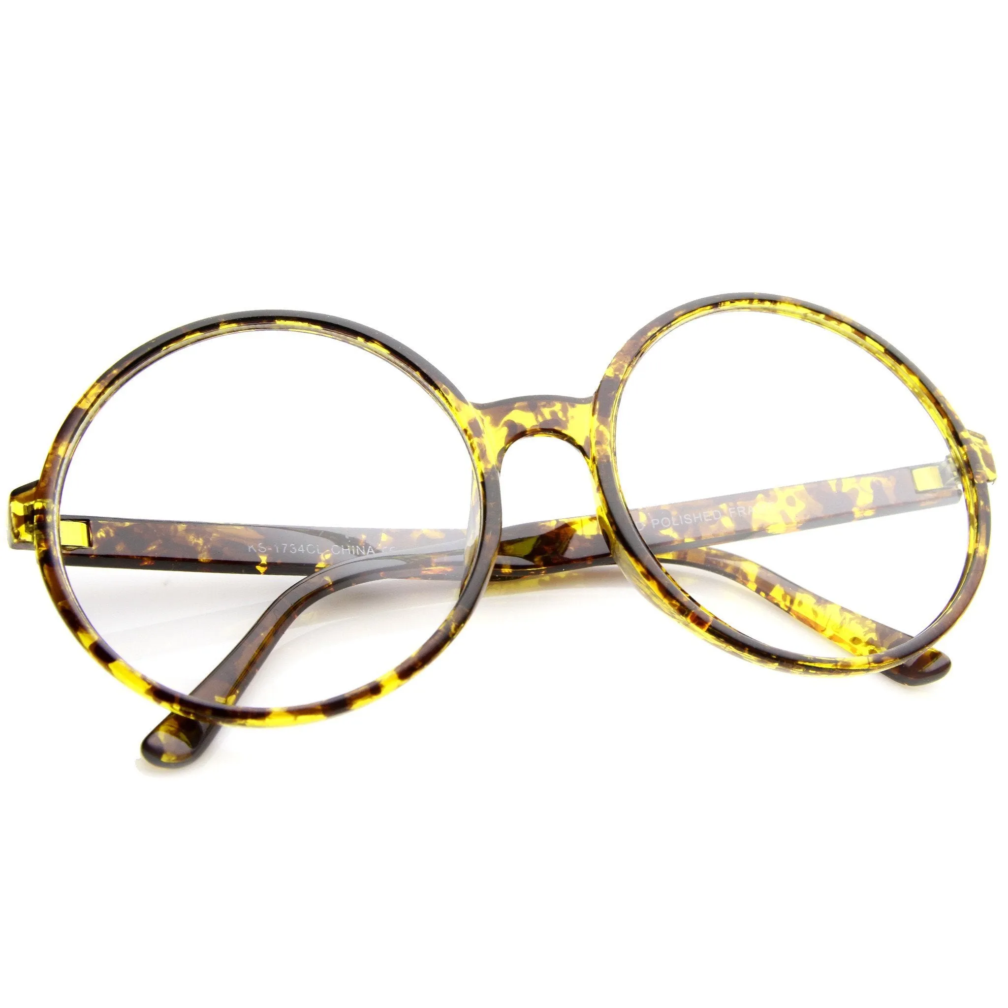 Retro Oversize Round Clear Lens Glasses