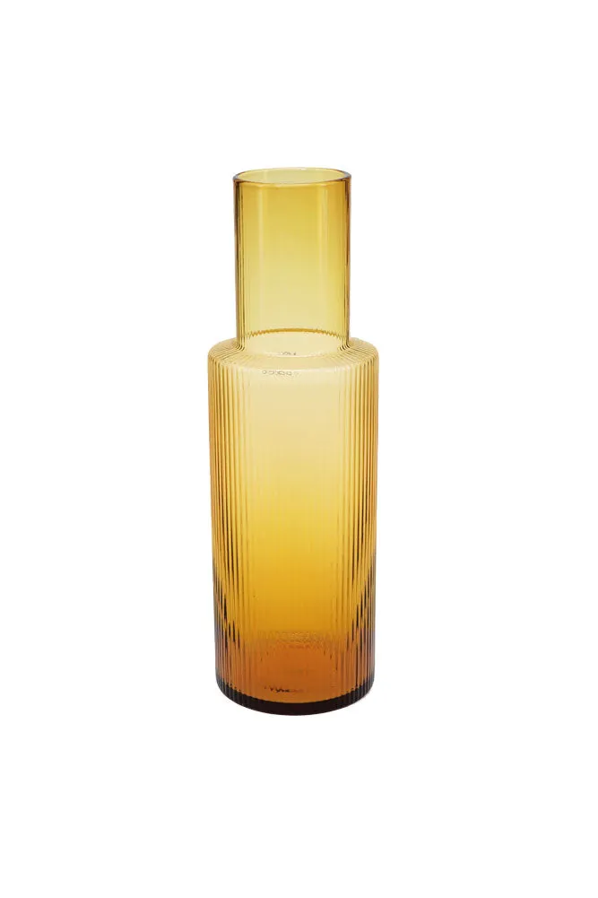 Ribbed Amber Glass Carafe & Tumbler - Available in Two Options