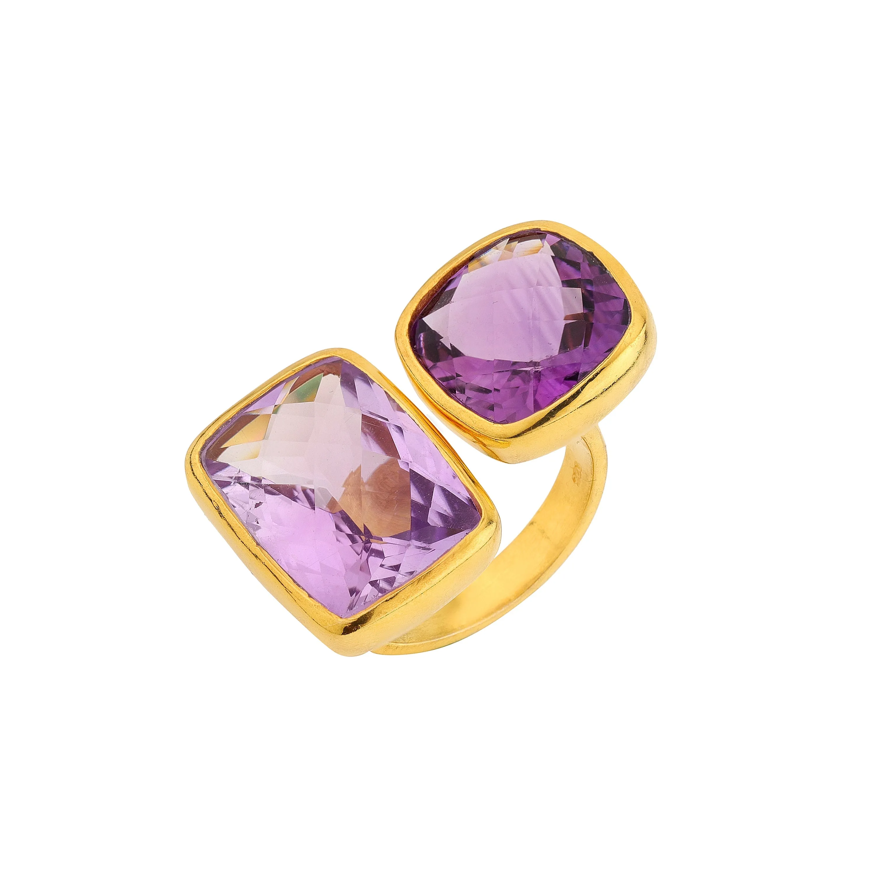 Ring - Double Amethyst Faceted