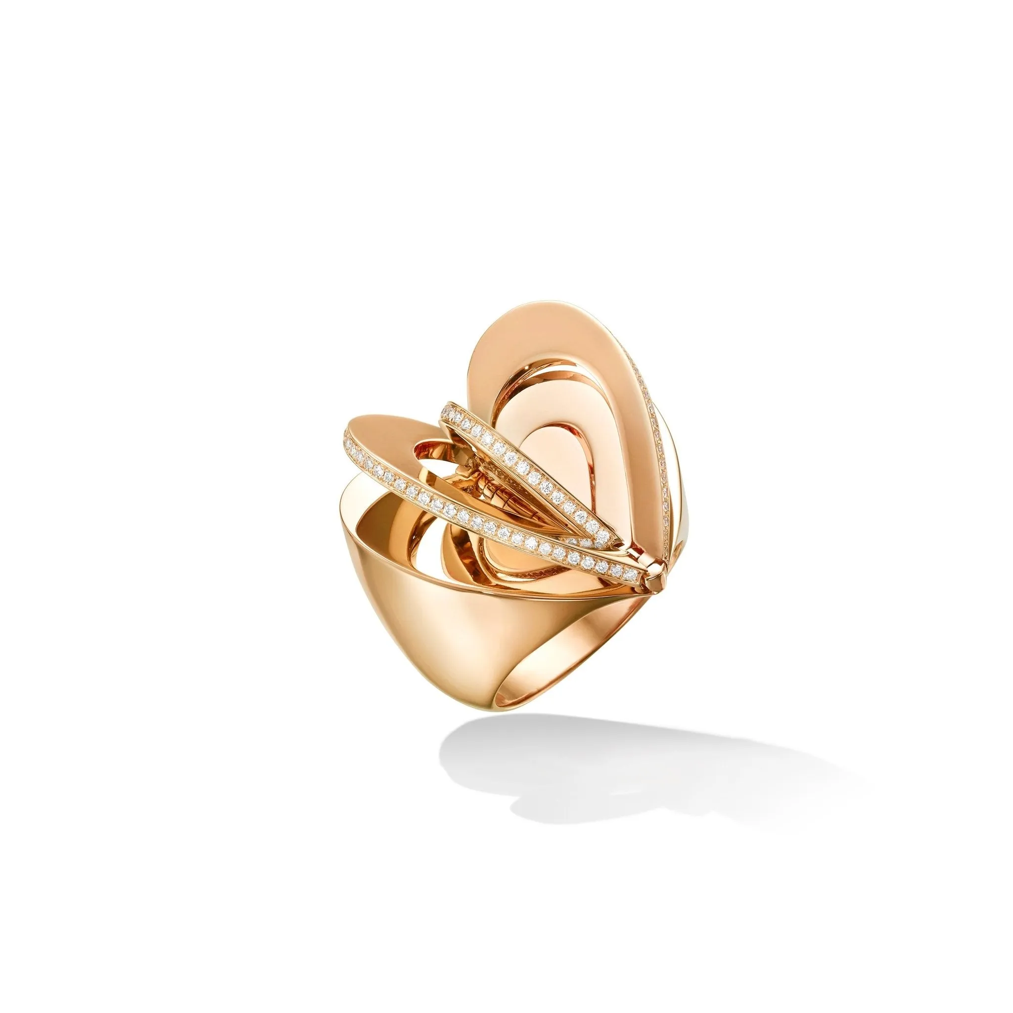 Rose Gold Endless Cocktail Ring with White Diamonds