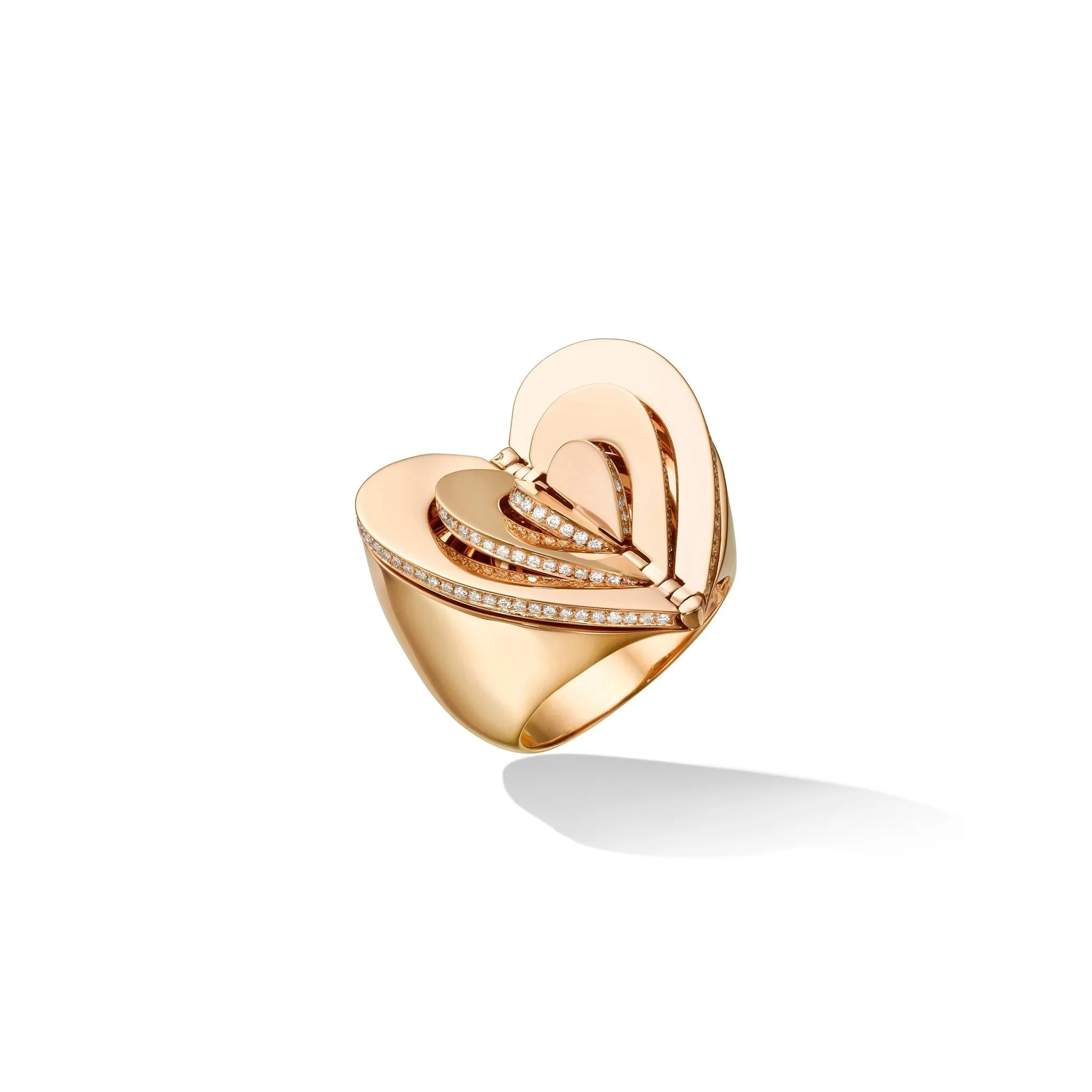 Rose Gold Endless Cocktail Ring with White Diamonds