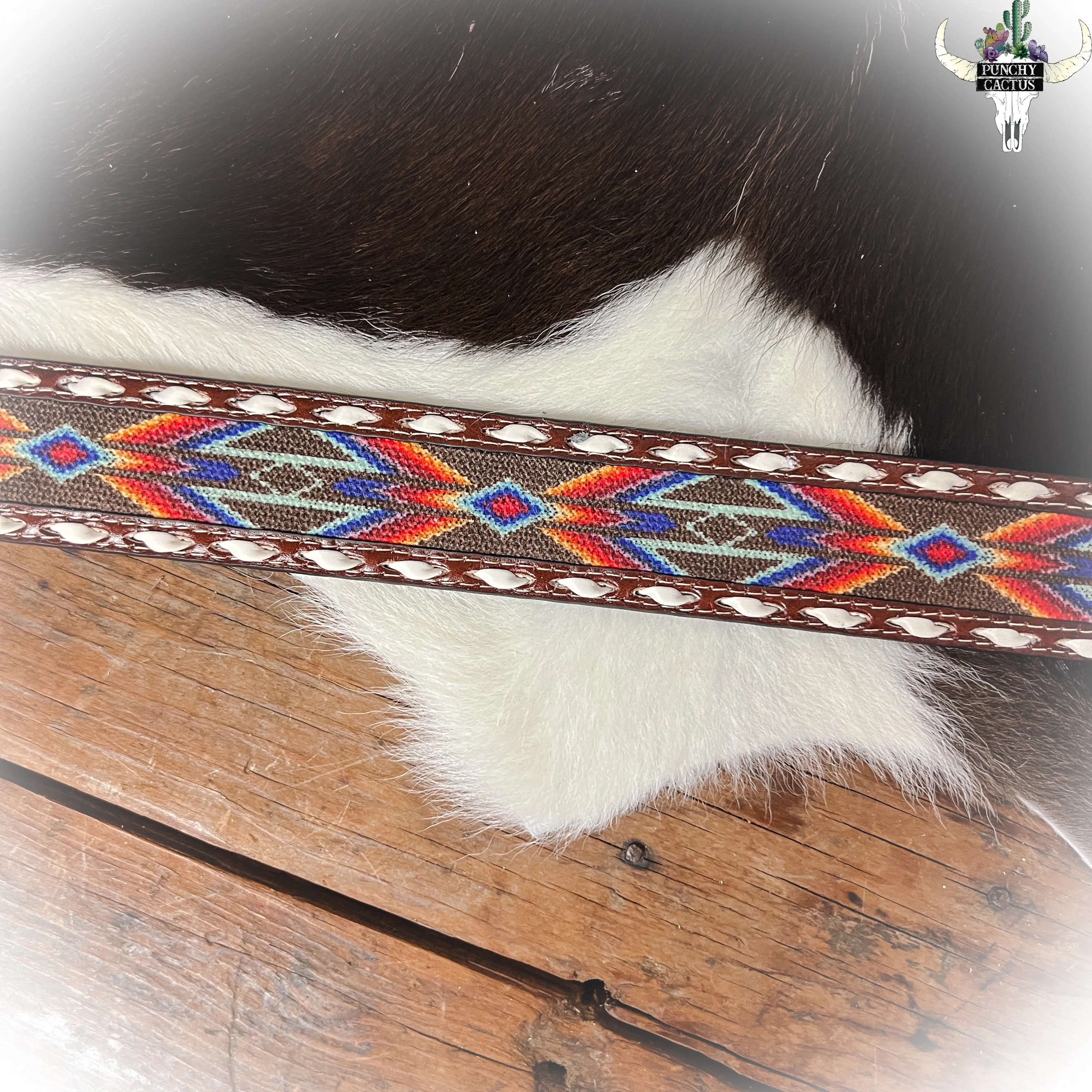 Saddle Blanket Inlay Tooled Leather Belt