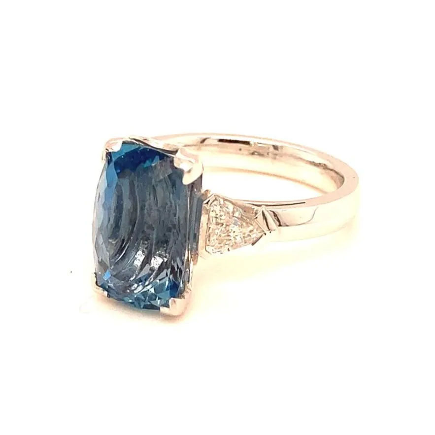 Santa Maria Emerald Cut Aquamarine & Diamond Ring