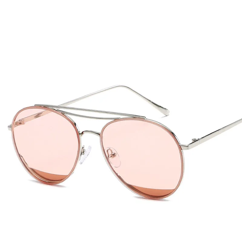 SILVER AVIATOR DOUBLE BARRE SUNGLASSES