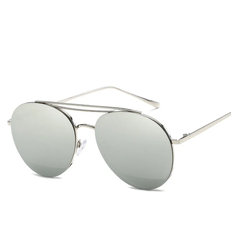 SILVER AVIATOR DOUBLE BARRE SUNGLASSES