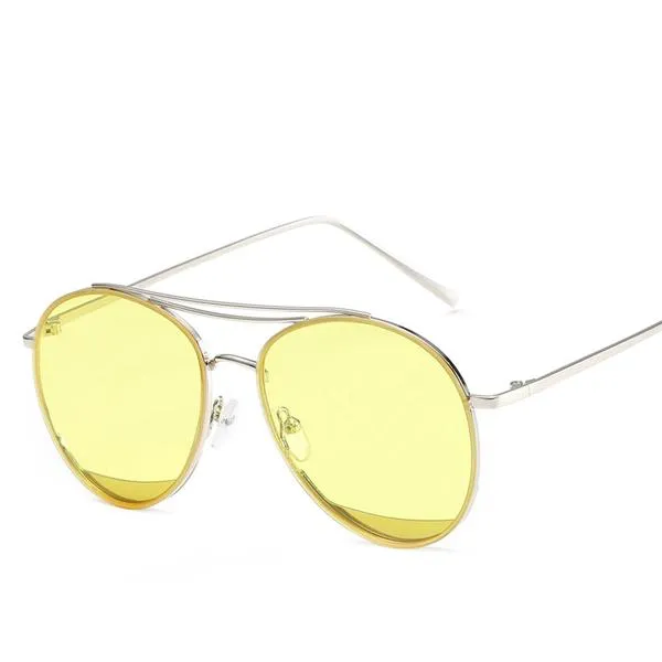 SILVER AVIATOR DOUBLE BARRE SUNGLASSES