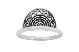 Silver Half Mandala Ring