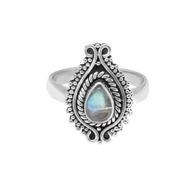 Silver Night Sky Moonstone Ring