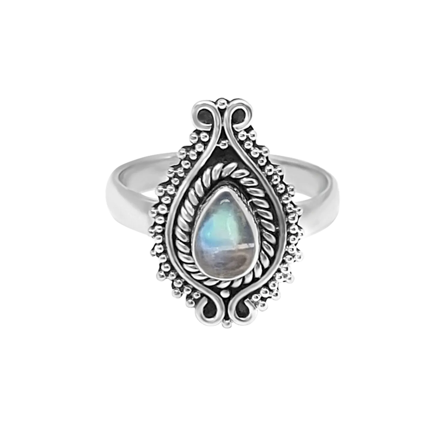 Silver Night Sky Moonstone Ring