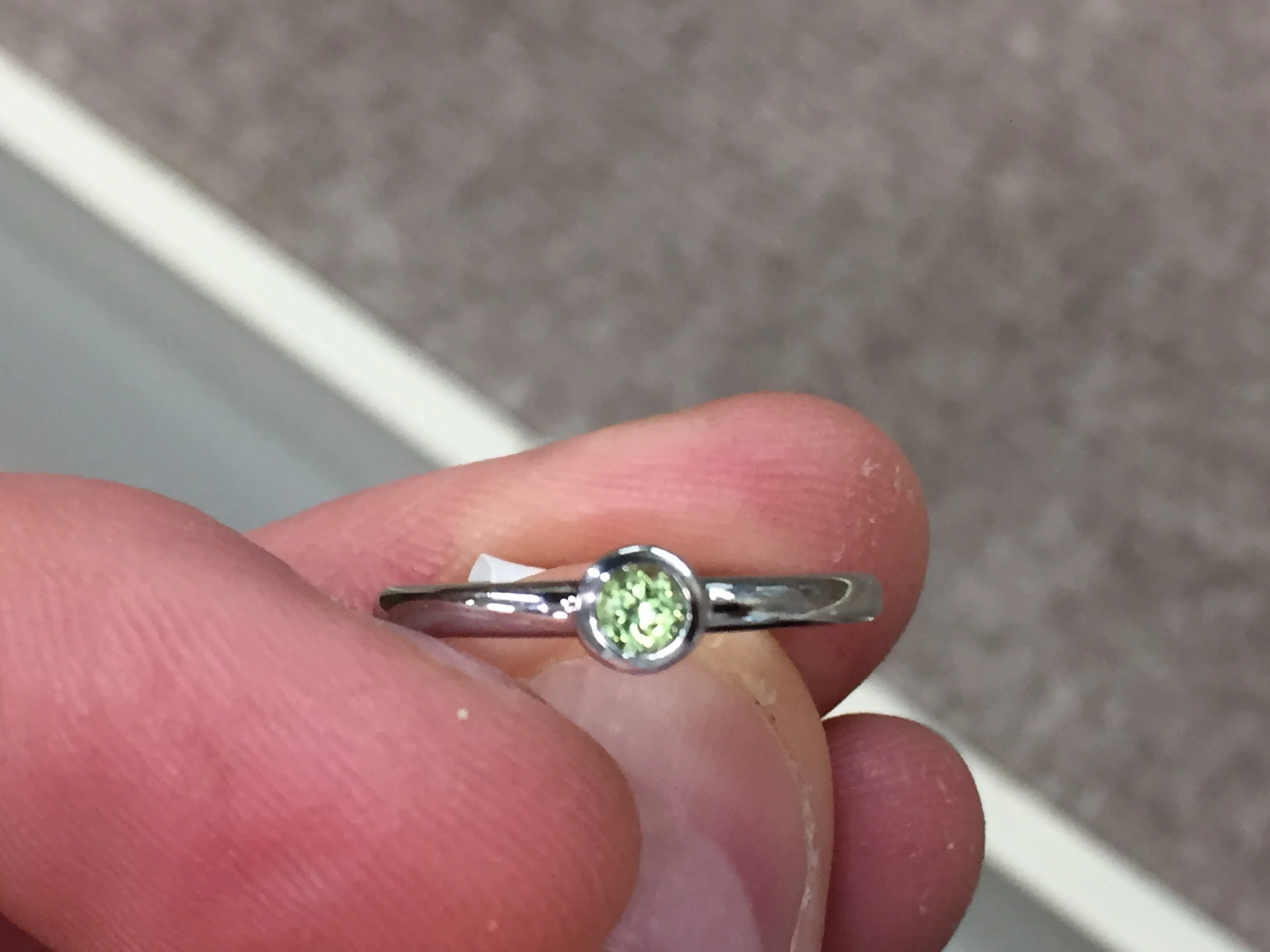 Silver Peridot Bezel Set Ring