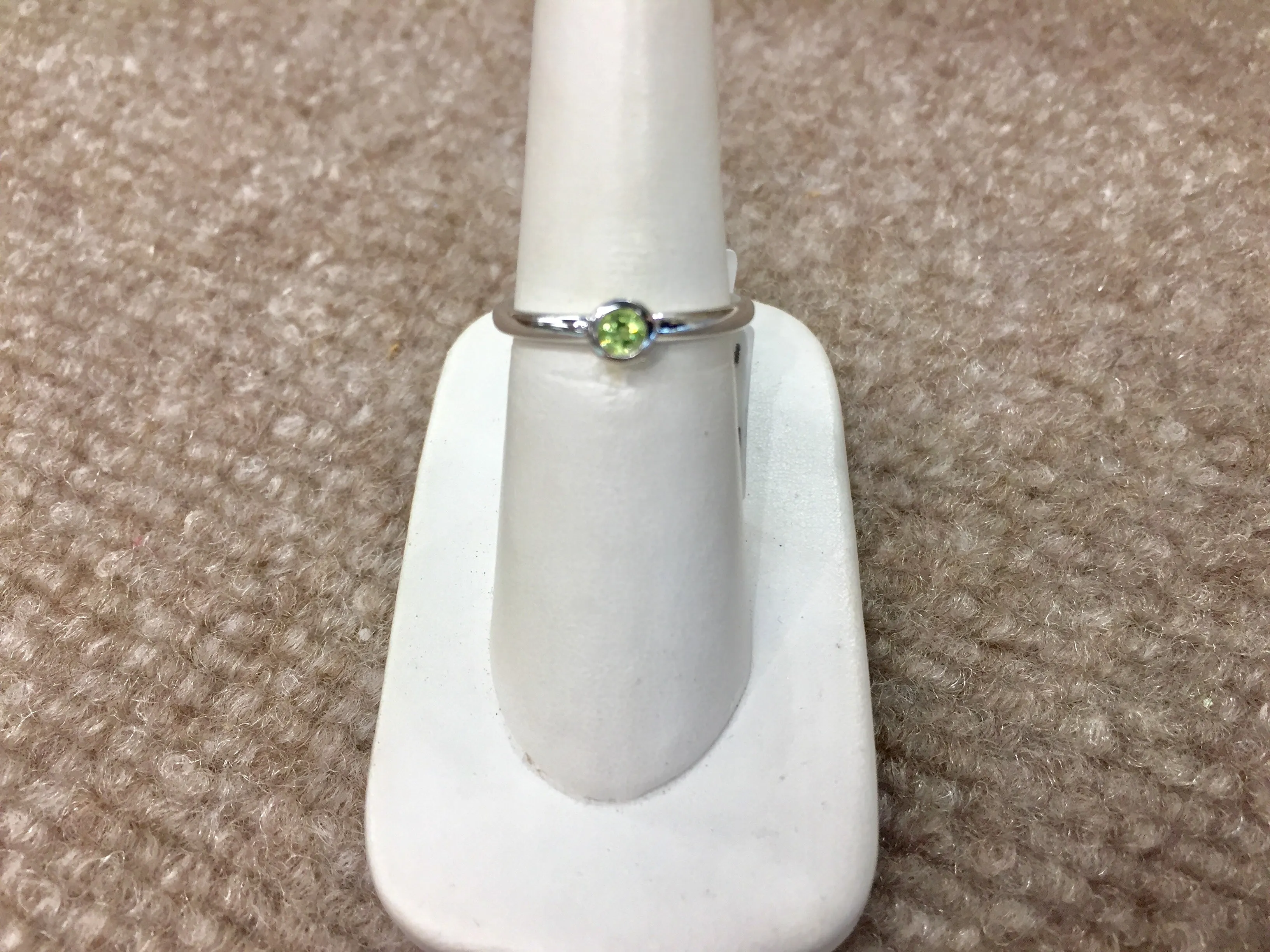 Silver Peridot Bezel Set Ring