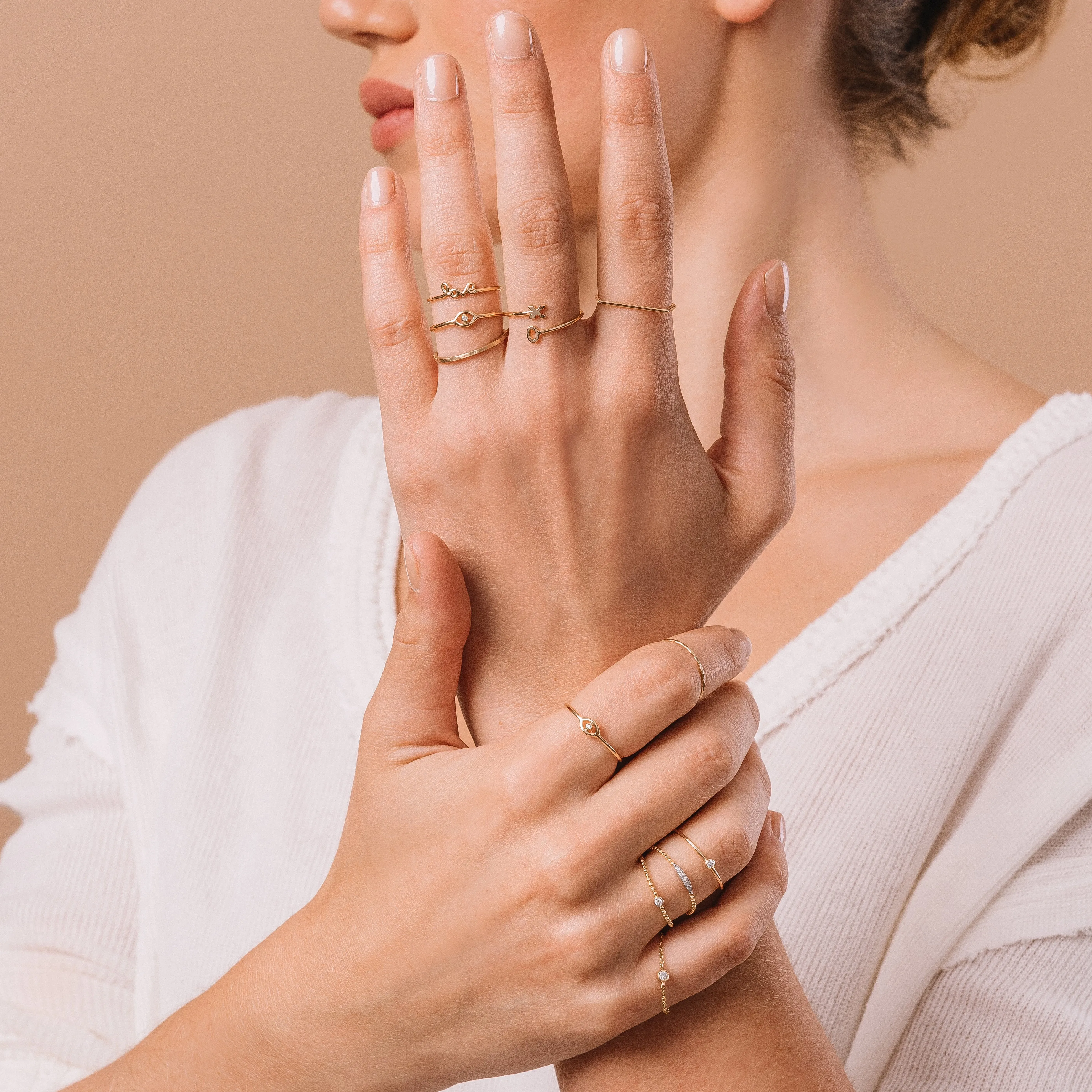 Solid Gold Bar Ring, 14k