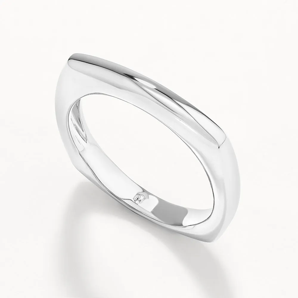 Square Edge Ring in Silver