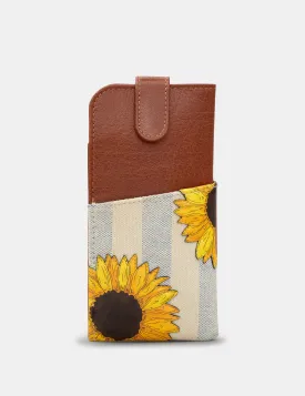 Sunflower Bloom Leather And Canvas Glasses Case