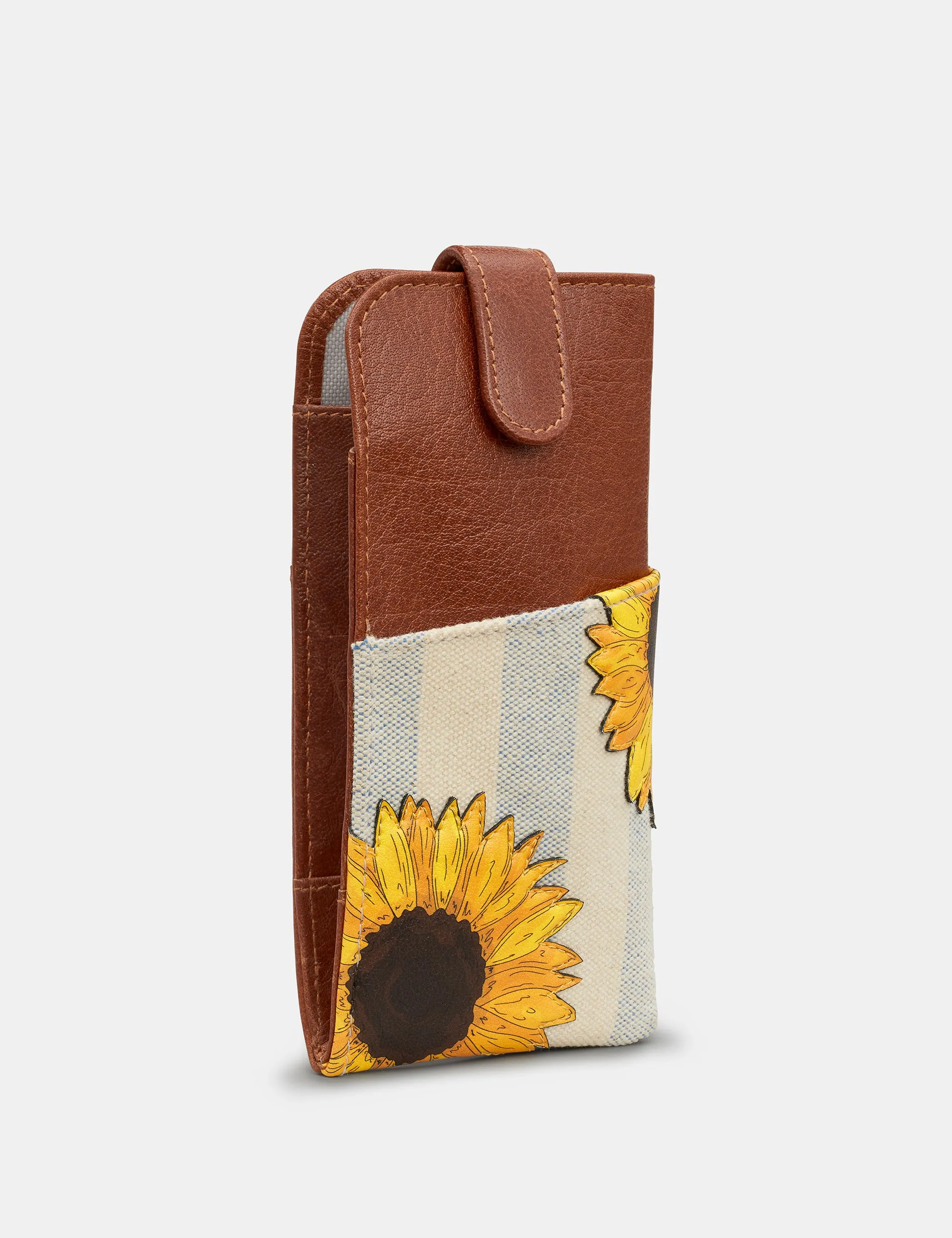 Sunflower Bloom Leather And Canvas Glasses Case