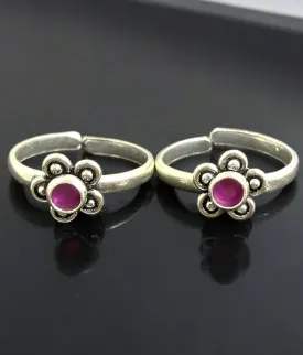 The Brahmi Silver Gemstone Toe-Rings