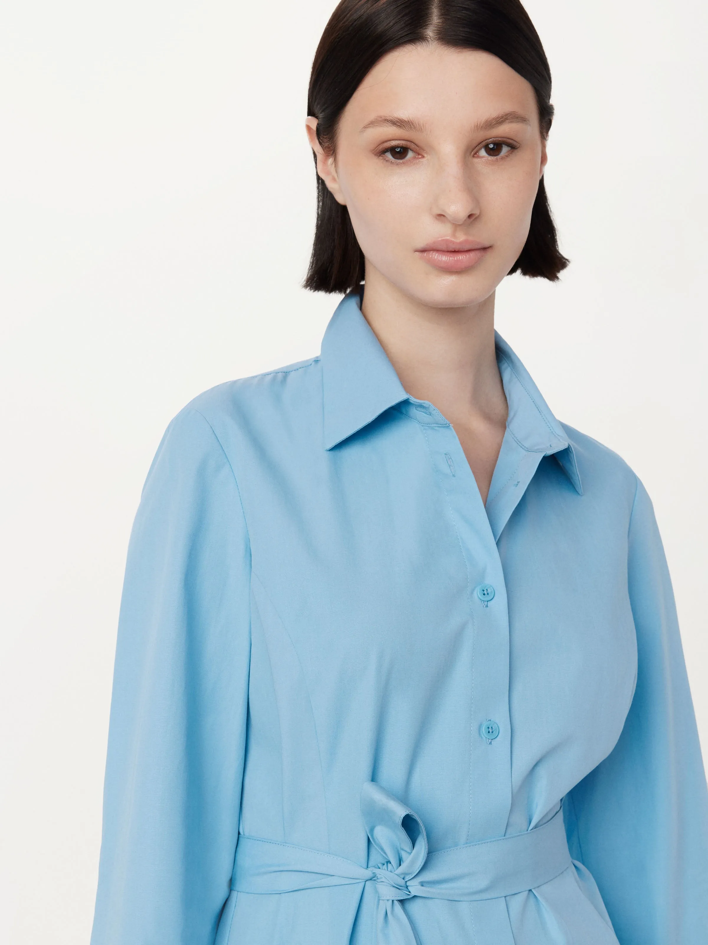 The Poplin Shirt Dress in Sky Blue