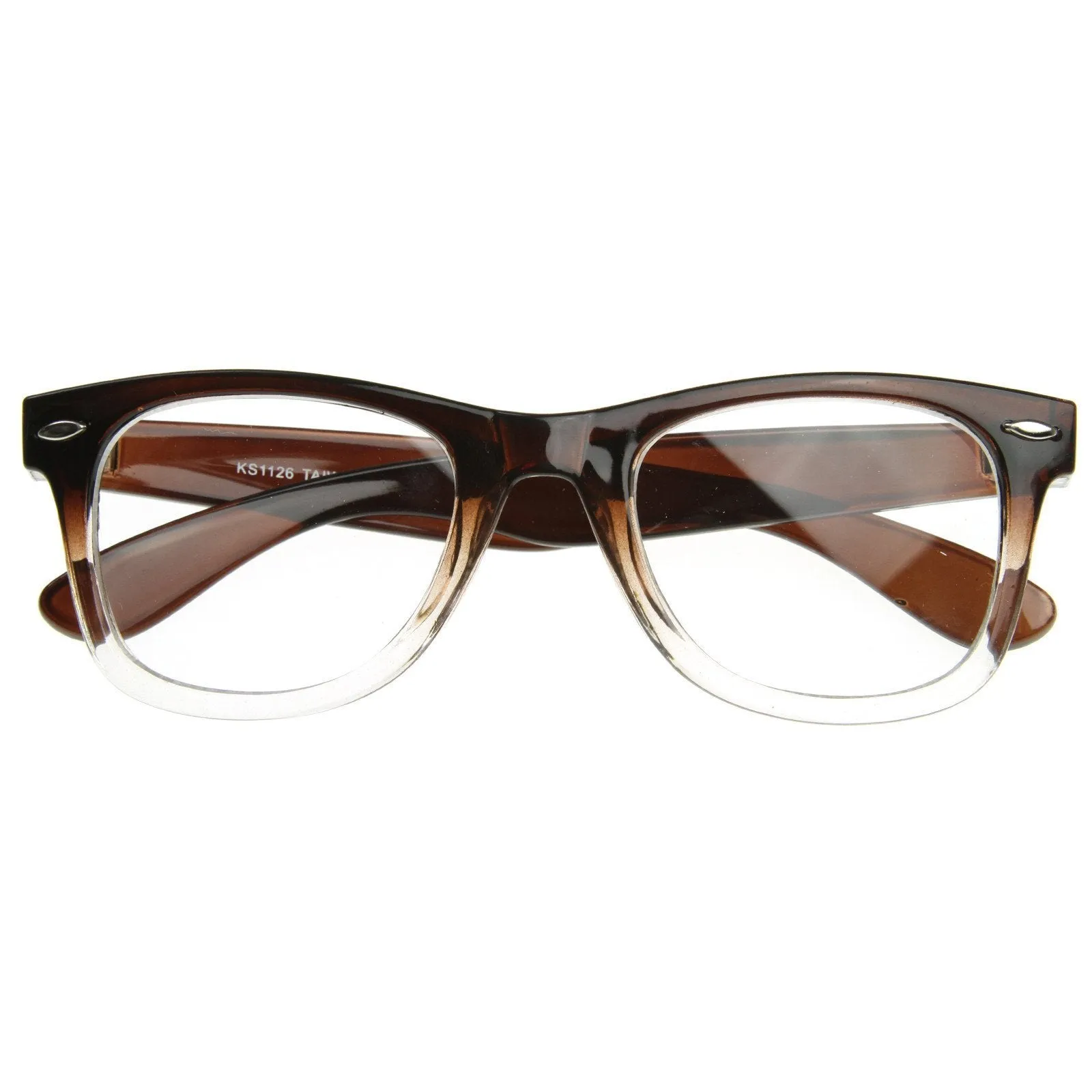 Two Tone Retro Color Fade Clear Lens Horned Rim Glasses