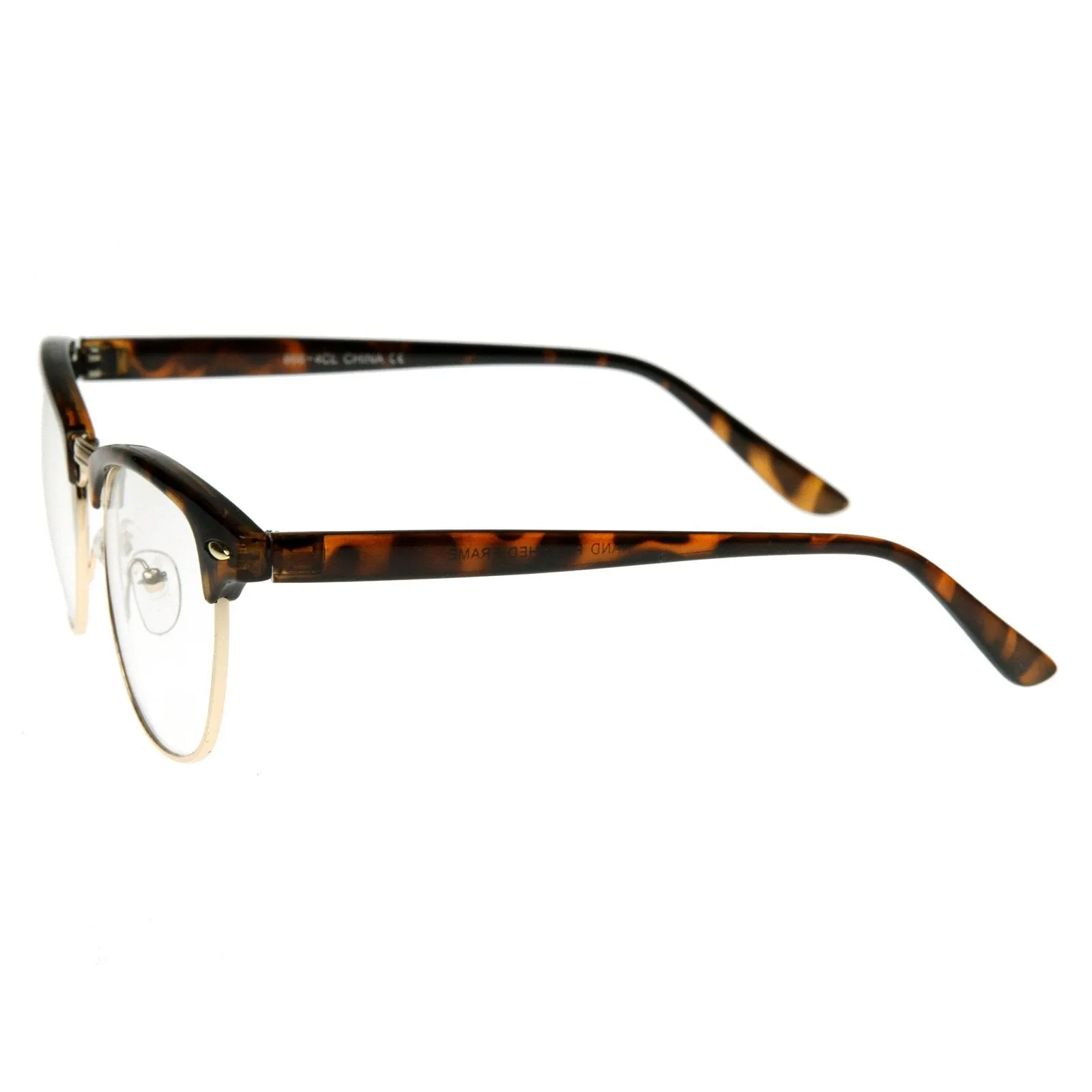 Vintage Inspired Classic Horned Rim Half Frame Clear Lens Glasses