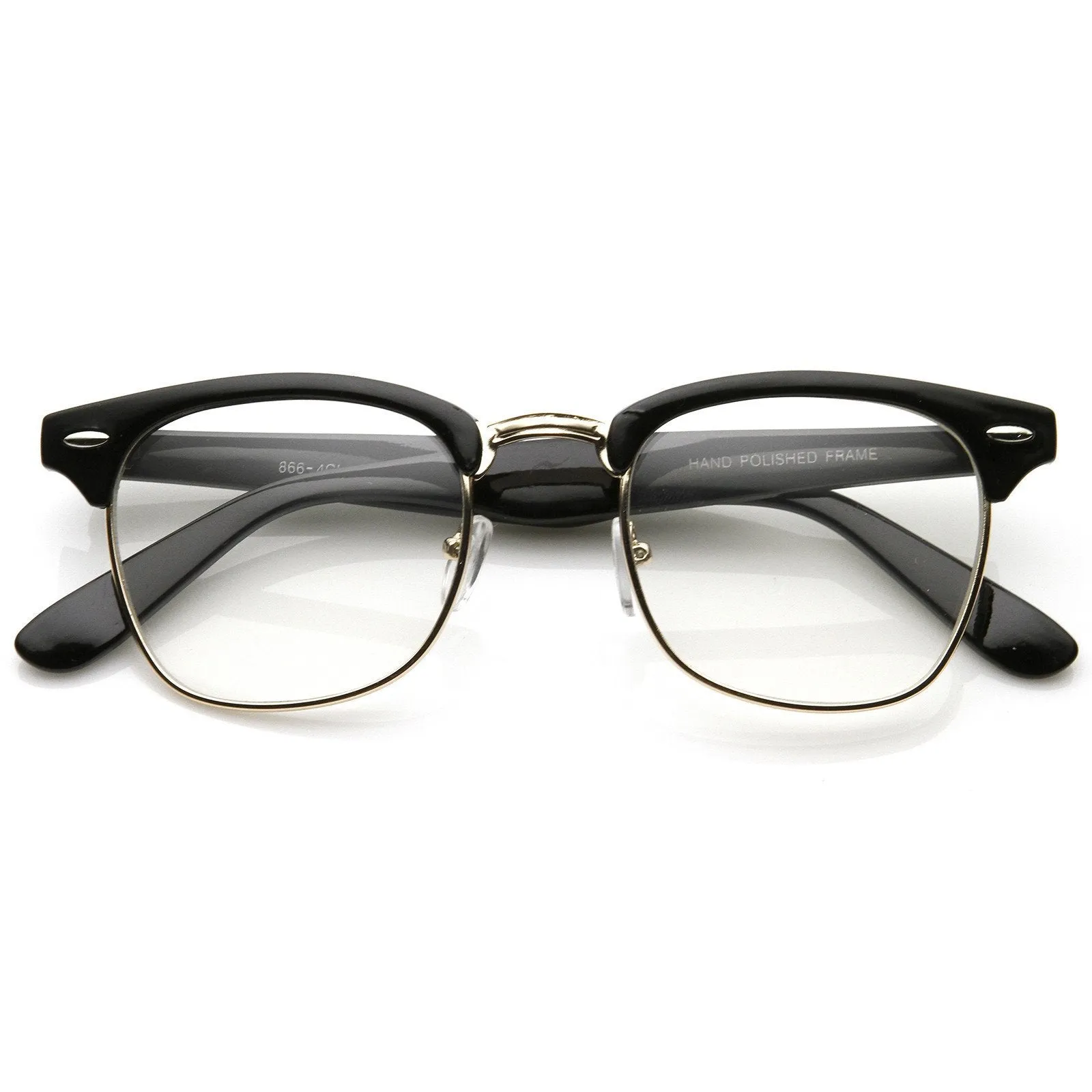 Vintage Inspired Classic Horned Rim Half Frame Clear Lens Glasses