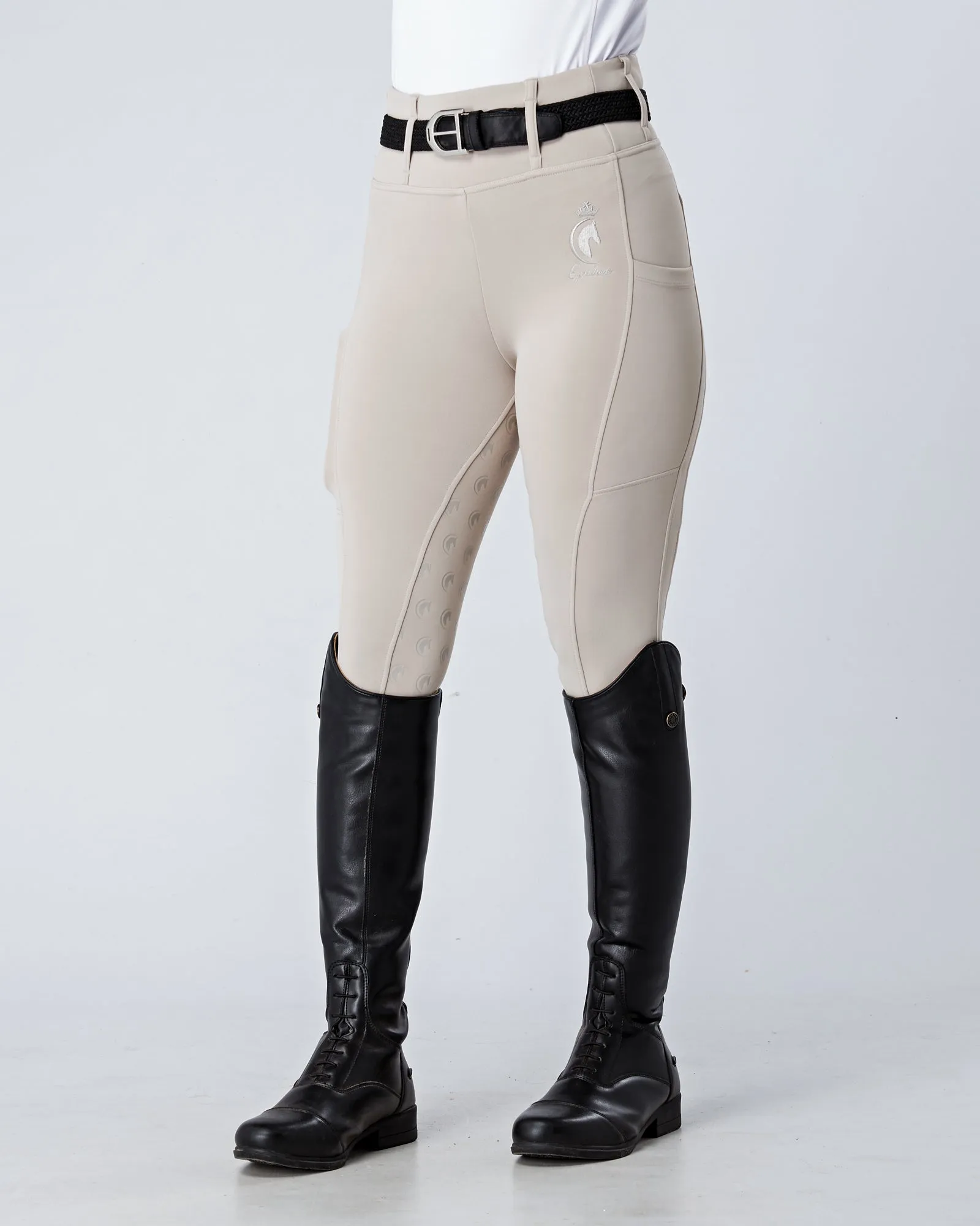 WINTER Thermal Competition Beige Riding Leggings / Tights with Phone Pockets - HUNTER BEIGE