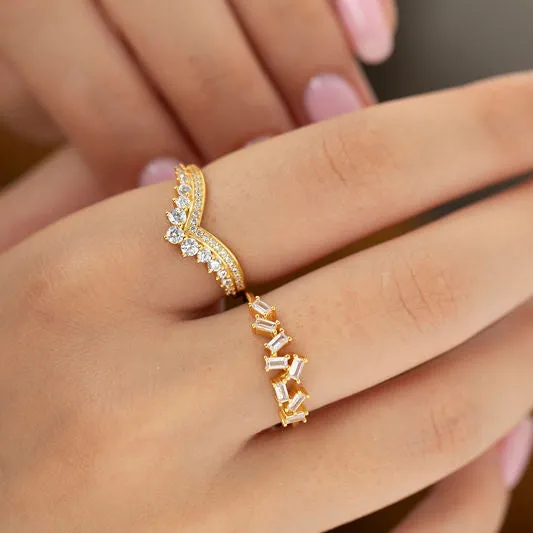 Wishbone Jewel Ring in Gold