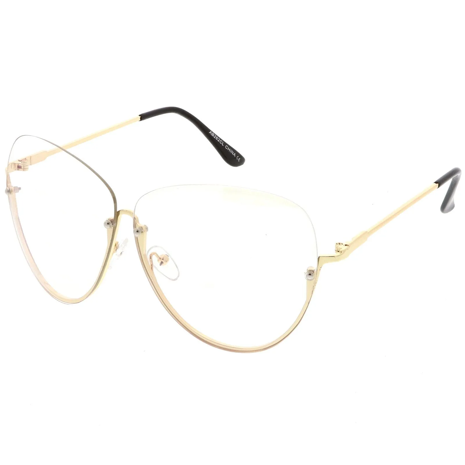 Women's Oversize Rimless Clear Lens Glasses