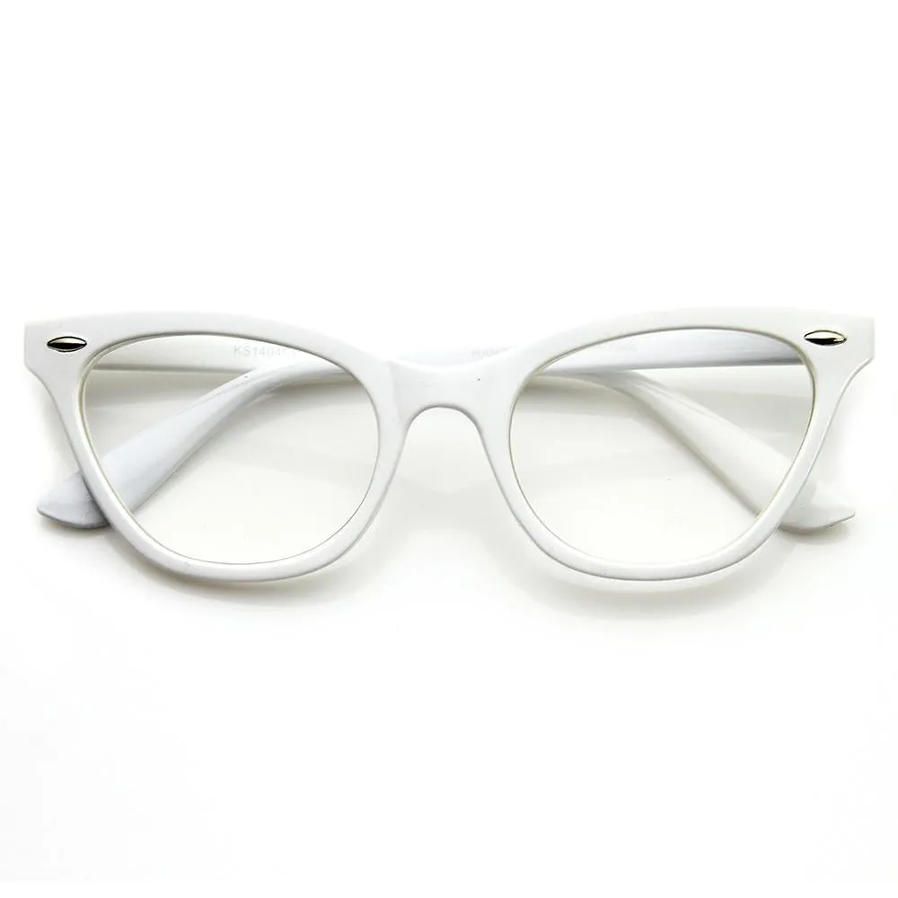 Womens Retro 1950's Fashion Clear Lens Cat Eye Glasses