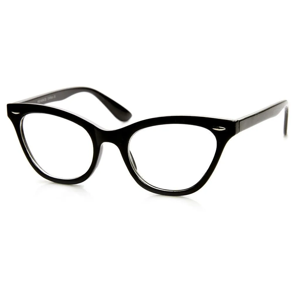 Womens Retro 1950's Fashion Clear Lens Cat Eye Glasses