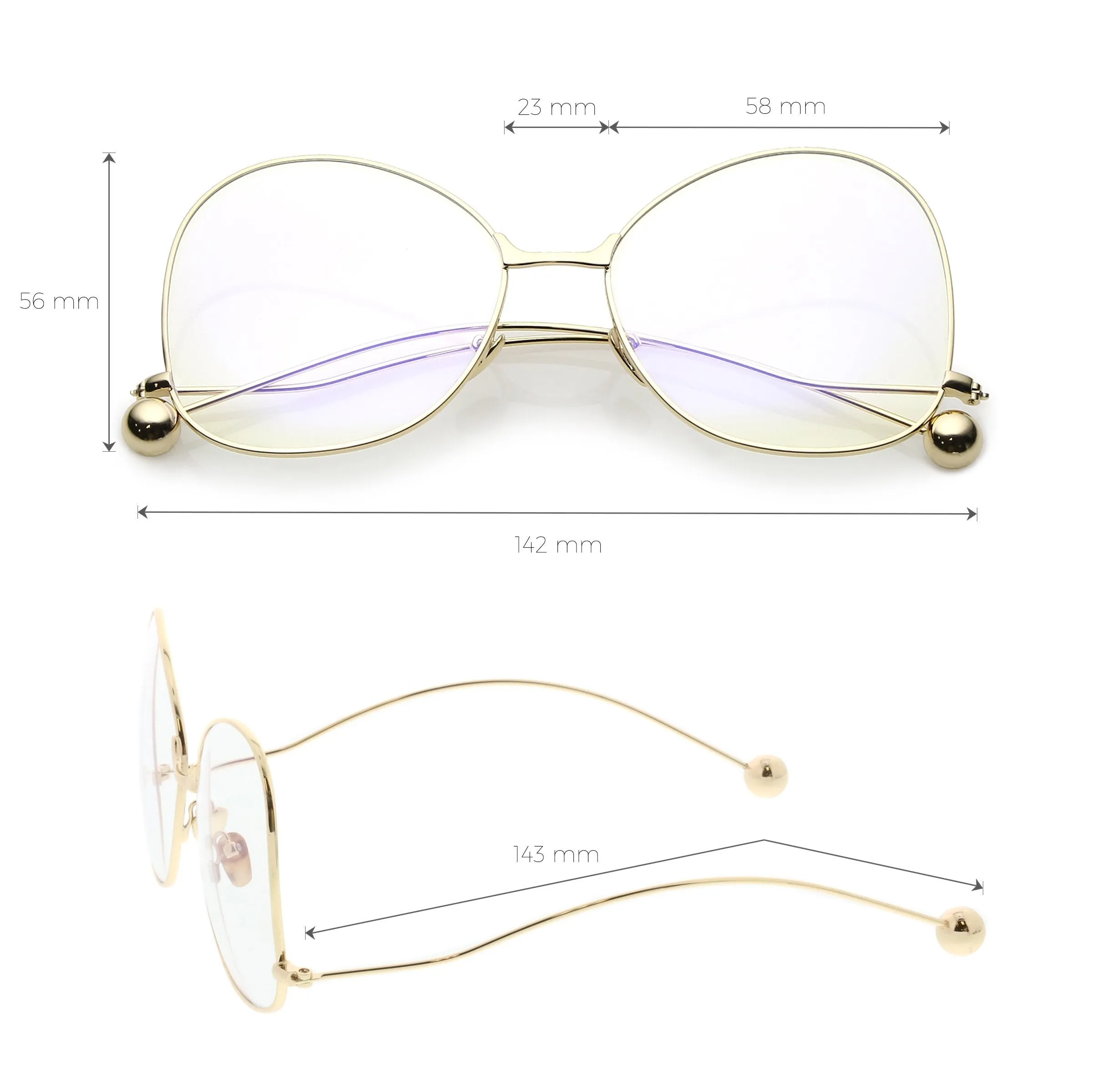 Women's Vintage Oversize Butterfly Clear Lens Glasses