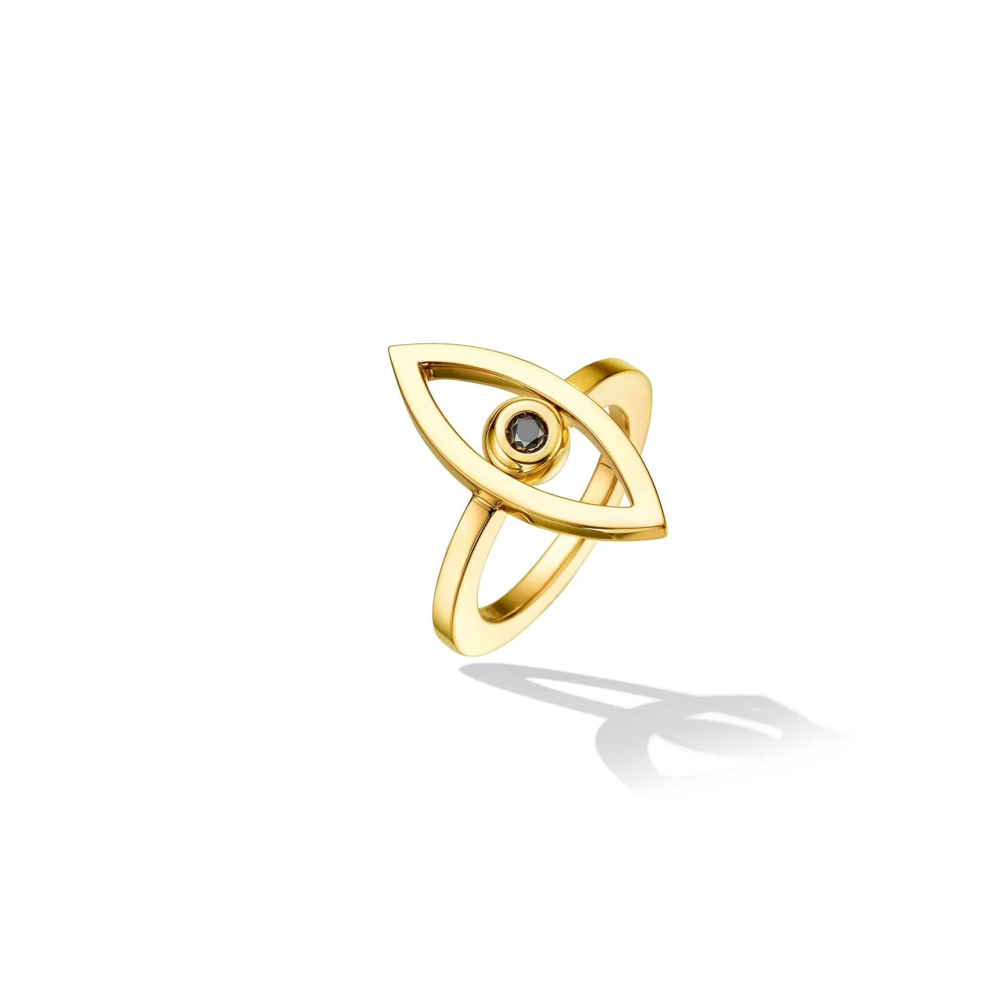 Yellow Gold Reflections Ring with Black Diamond