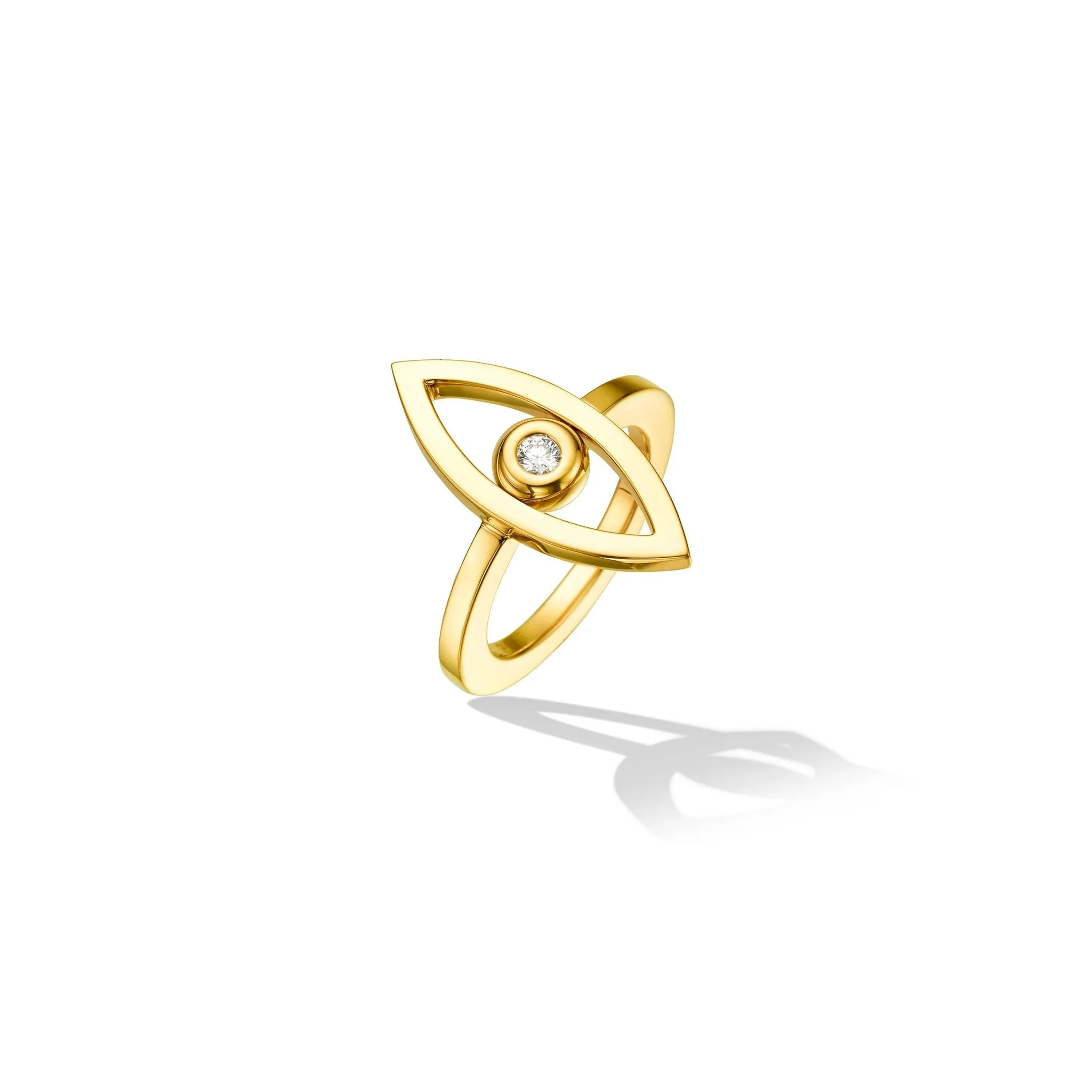 Yellow Gold Reflections Ring with White Diamond