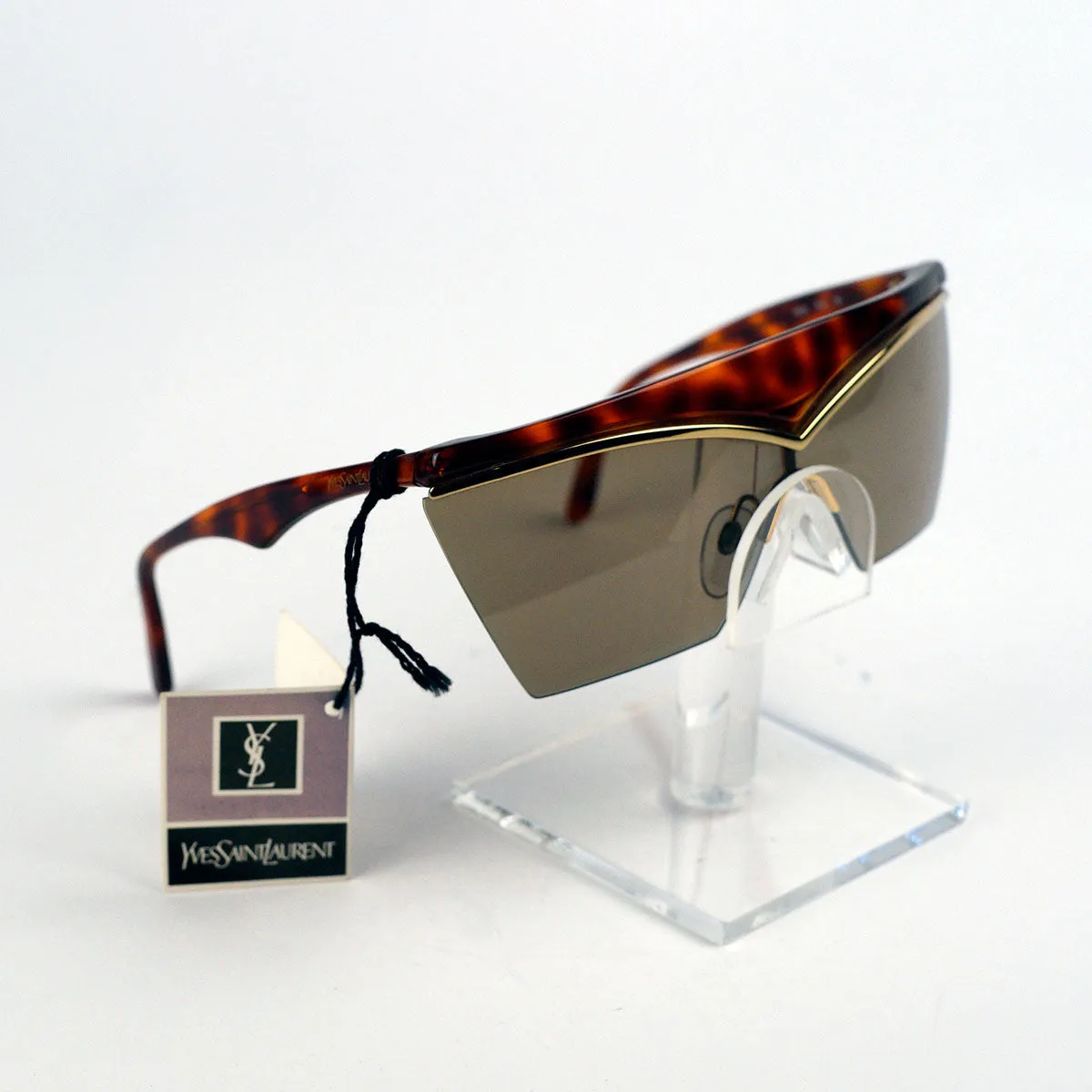 Yves Saint Laurent Tortoise Shield Frame Vintage Sunglasses