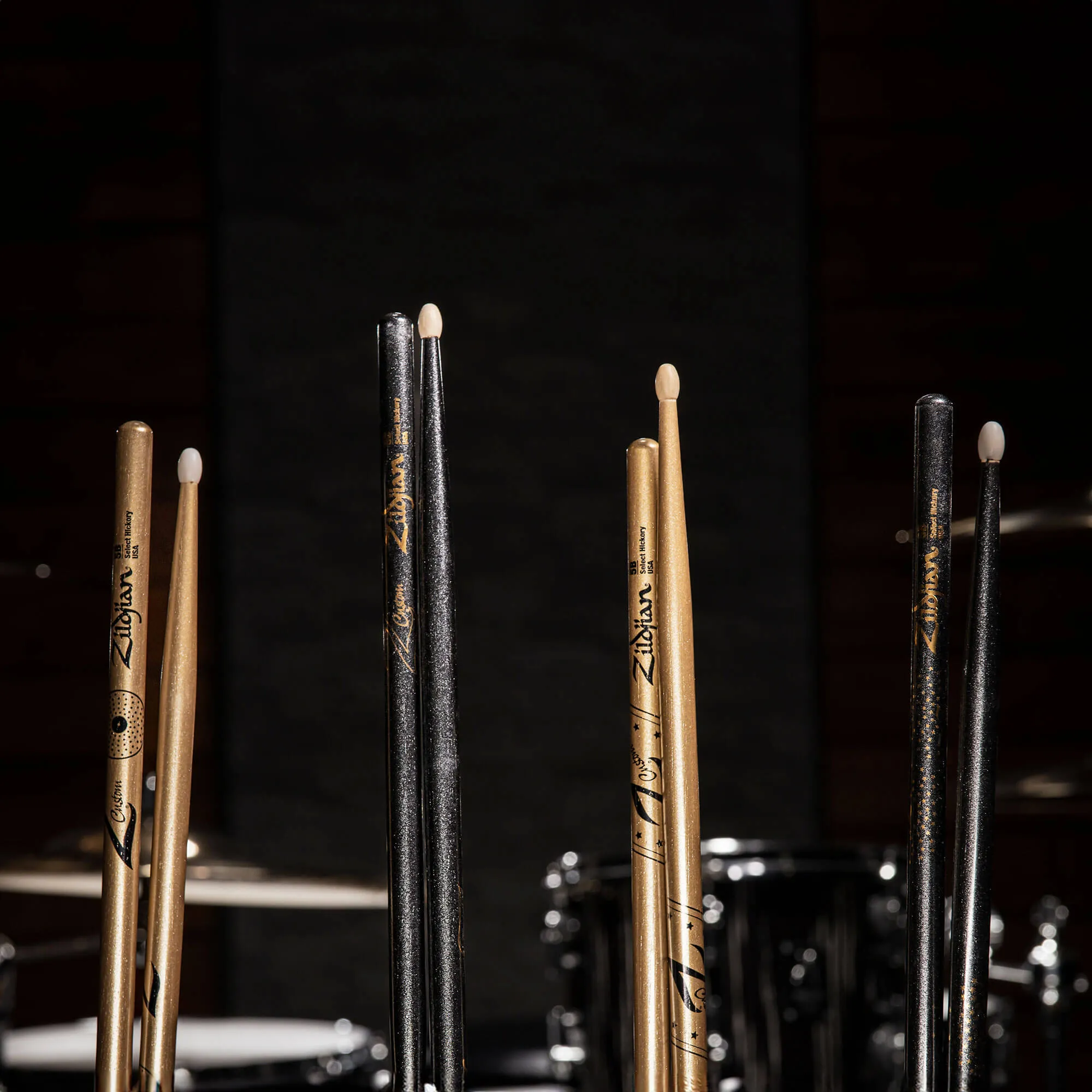 Z Custom LE Drumstick Collection 5A Black Chroma, Nylon Tip